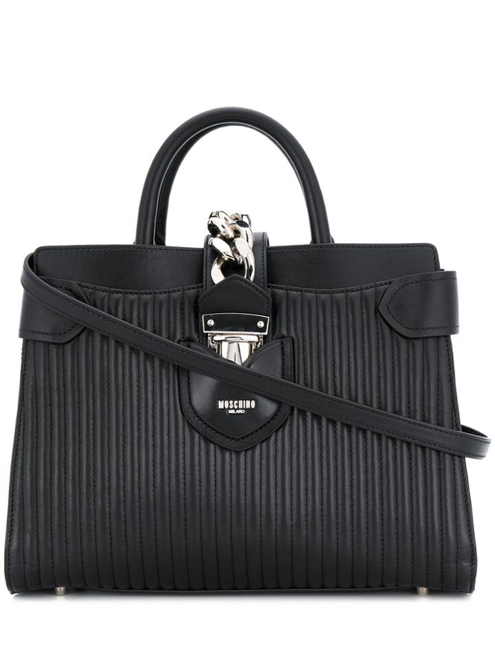 Moschino Quilted Logo Tote Bag - Black