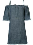 Trina Turk - Cold Shoulder Beach Dress - Women - Linen/flax/lyocell - S, Blue, Linen/flax/lyocell