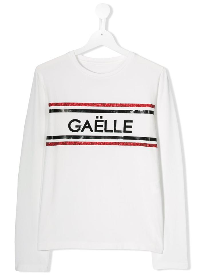 Gaelle Paris Kids Teen Logo Print Long-sleeved T-shirt - White