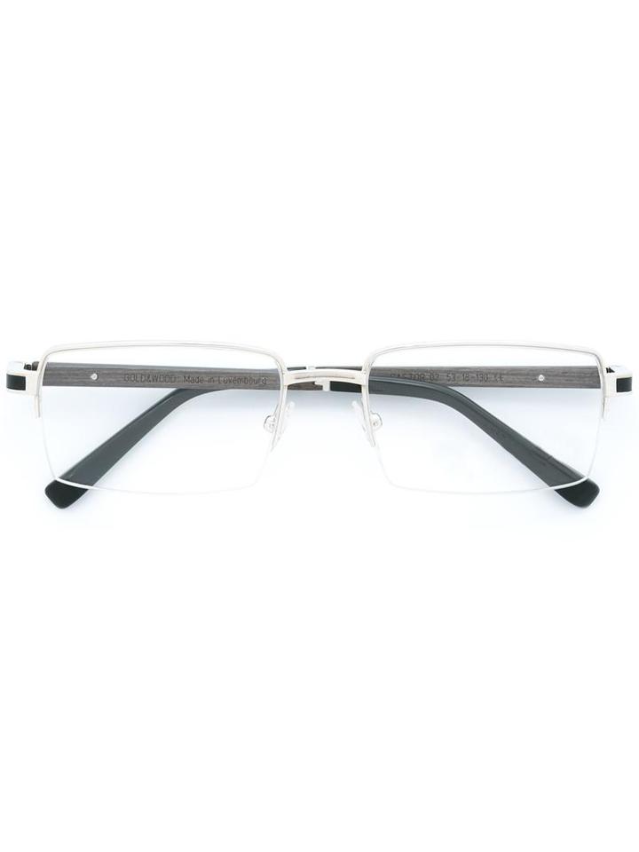 Gold And Wood 'castor' Glasses, Grey, Wood/acetate/metal (other)