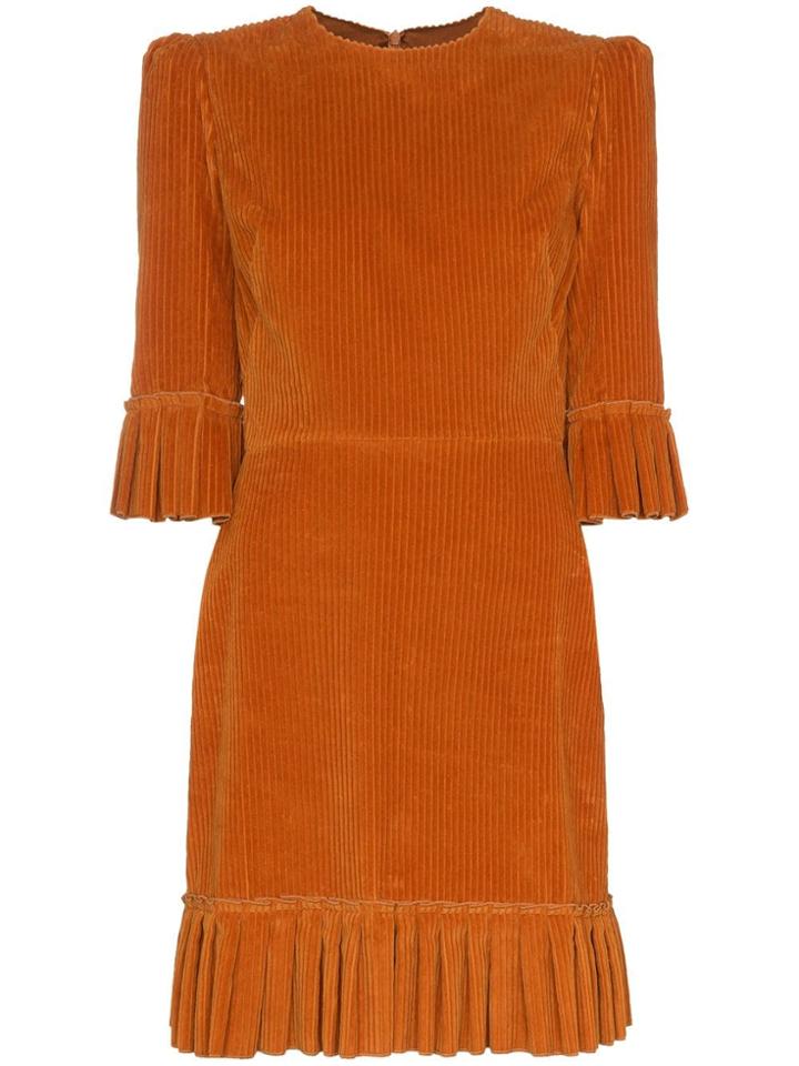 The Vampire's Wife Frill Corduroy Mini Dress - Orange