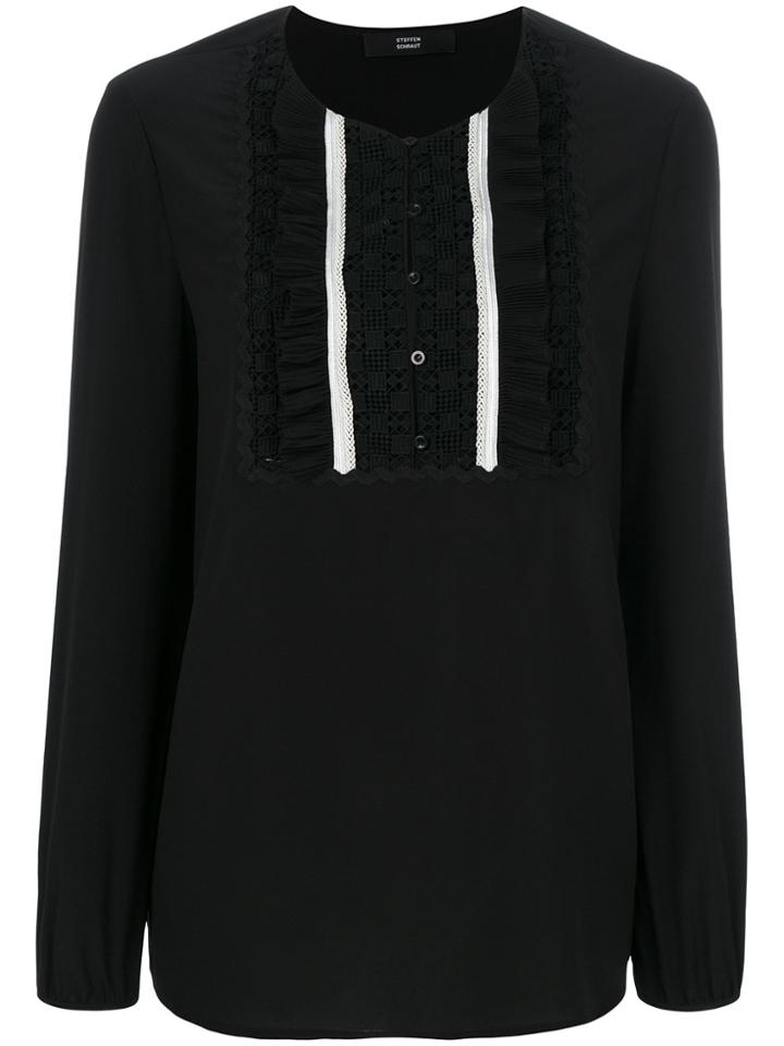 Steffen Schraut Lace Bib Blouse - Black