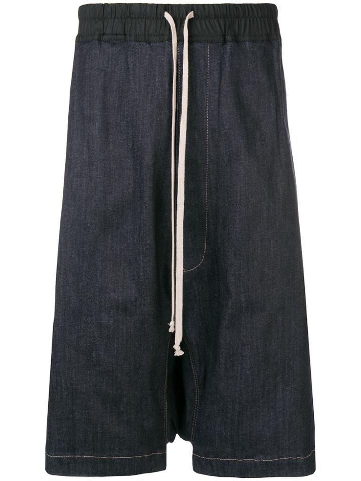 Rick Owens Drkshdw Drop Crotch Denim Shorts - Blue