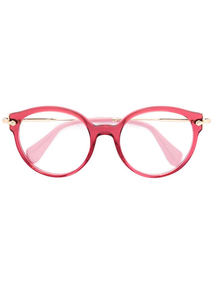 Miu Miu Eyewear Oversized Round Glasses, Pink/purple, Acetate/metal