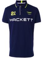 Hackett Logo Print Polo Shirt, Men's, Size: Large, Blue, Cotton/spandex/elastane