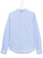 Dondup Kids - Band Collar Shirt - Kids - Cotton - 14 Yrs, Blue