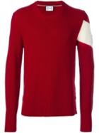 Moncler Gamme Bleu Contrast Arm Band Jumper, Men's, Size: Xl, Red, Wool