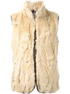 Loveless Rabbit Fur Zipped Gilet, Men's, Size: Medium, Brown, Rabbit Fur/polyester