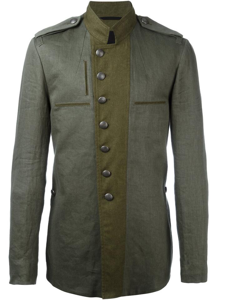 Ann Demeulemeester Military Jacket, Men's, Size: Medium, Green, Cotton/linen/flax/rayon