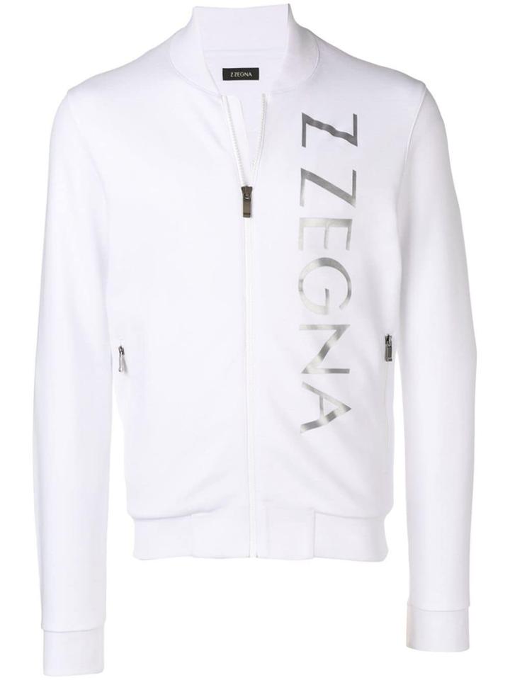 Z Zegna Logo Print Zipped Sweatshirt - White