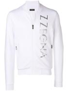 Z Zegna Logo Print Zipped Sweatshirt - White