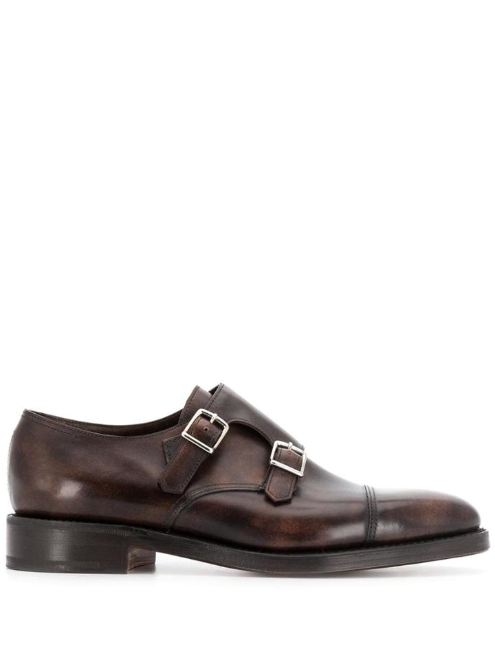 John Lobb Buckle Monk Shoes - Brown