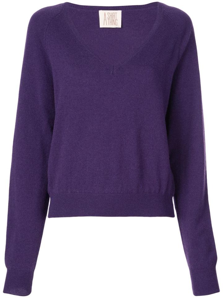 A Shirt Thing V Neck Jumper - Purple