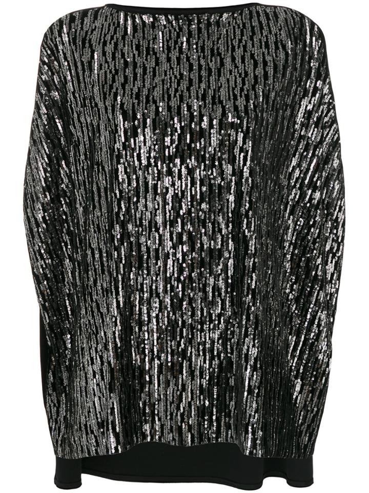 Talbot Runhof Sequinned Velvet Cape - Black