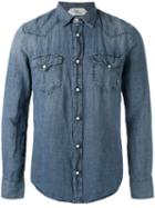 Cycle - Snap Button Shirt - Men - Linen/flax/lyocell - M, Blue, Linen/flax/lyocell