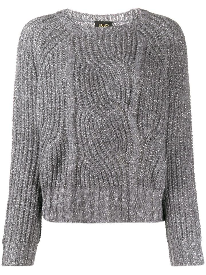 Liu Jo Metallic Relaxed-fit Jumper - Silver