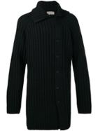 Yohji Yamamoto Off-centre Ribbed Coat - Black