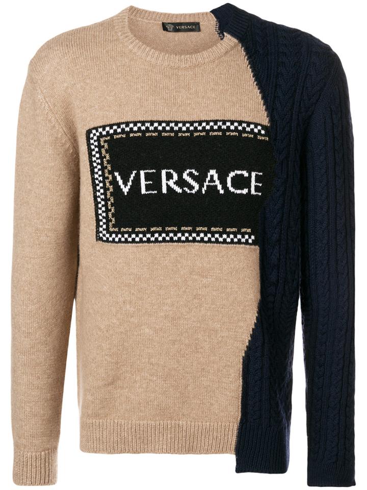 Versace Contrast Logo Jumper - Nude & Neutrals