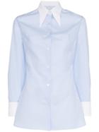 Wright Le Chapelain Comtrast Collar And Cuffs Cotton Shirt - Blue