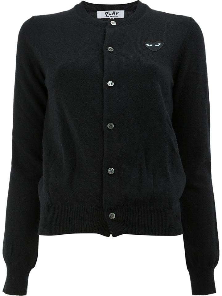 Comme Des Garçons Play Button Front Cropped Cardigan - Black