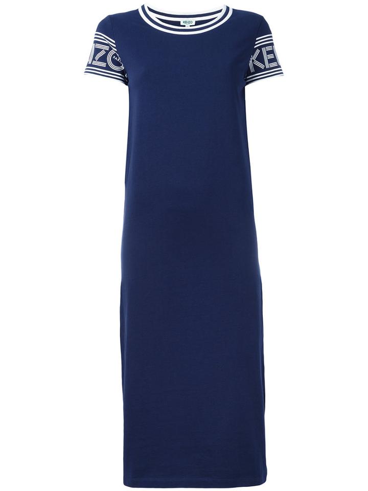 Kenzo Printed Midi T-shirt Dress, Size: Small, Blue, Cotton