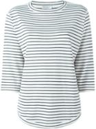 Brunello Cucinelli Striped Three-quarter Length Sleeve T-shirt