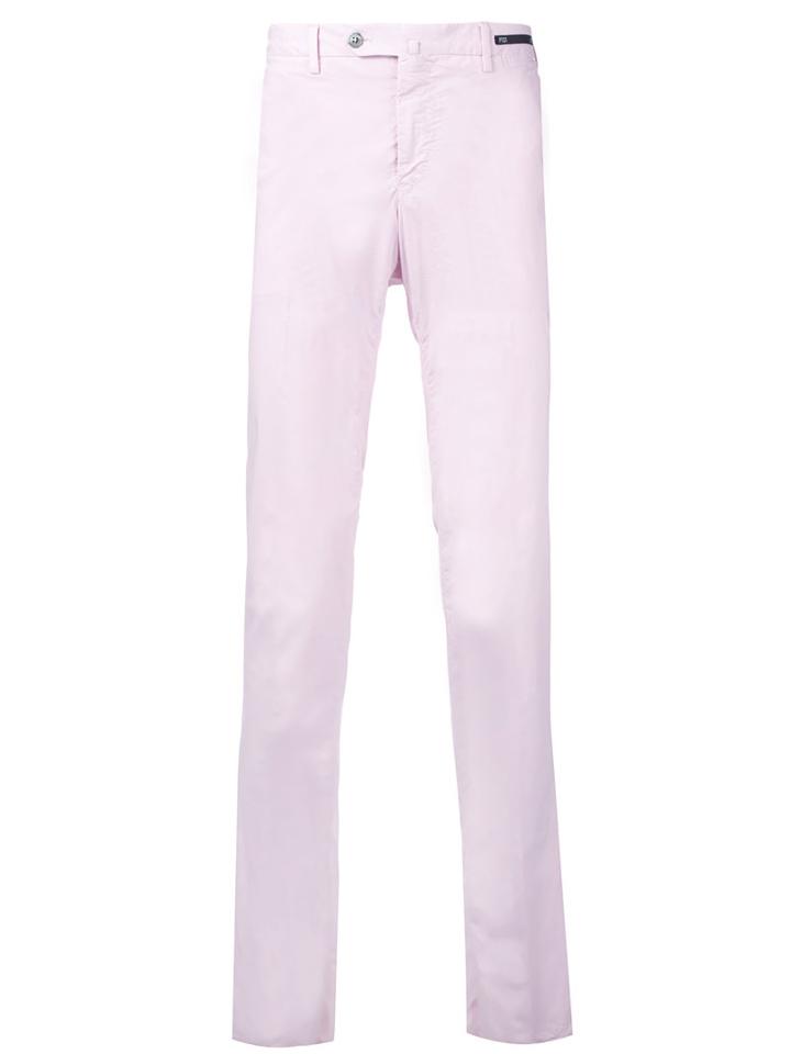 Pt01 Slim-fit Chino Trousers, Men's, Size: 46, Pink/purple, Cotton