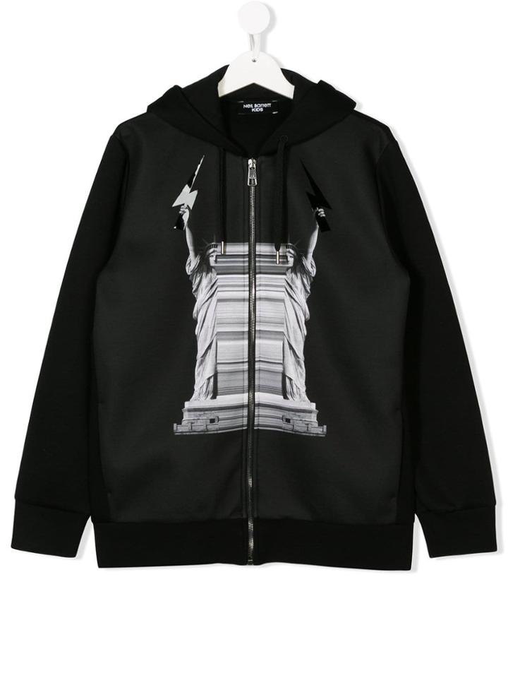 Neil Barrett Kids Teen Statue Of Liberty Graphic Hoodie - Black