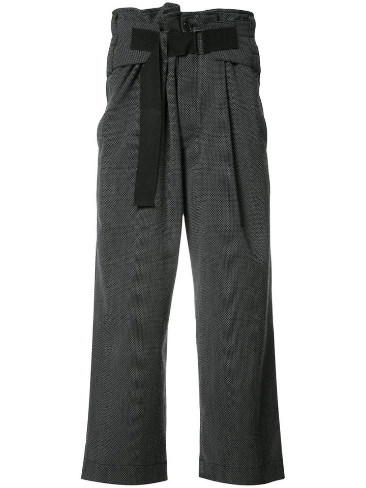 Ann Demeulemeester Loose Fit Cropped Trousers, Men's, Size: Medium, Grey, Cotton/wool