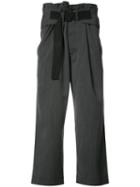 Ann Demeulemeester Loose Fit Cropped Trousers, Men's, Size: Medium, Grey, Cotton/wool
