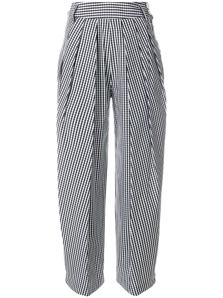 Eudon Choi Gingham Pattern Cropped Trousers - Black