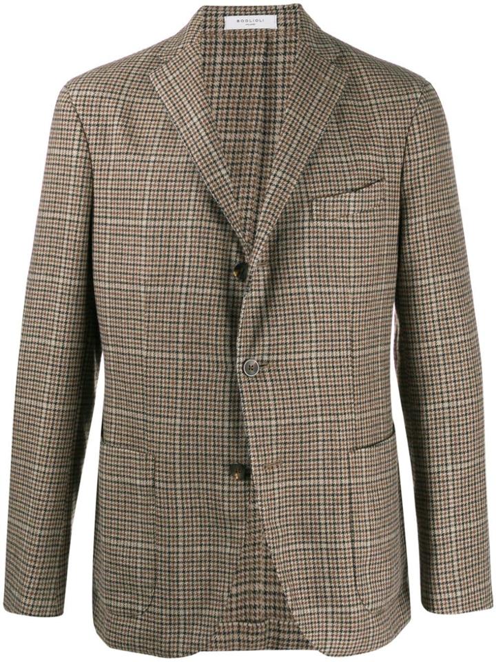 Boglioli Houndstooth Checked Blazer - Neutrals