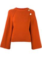 Vanessa Bruno Cape Overlay Jumper, Women's, Size: Small, Yellow/orange, Cashmere/wool