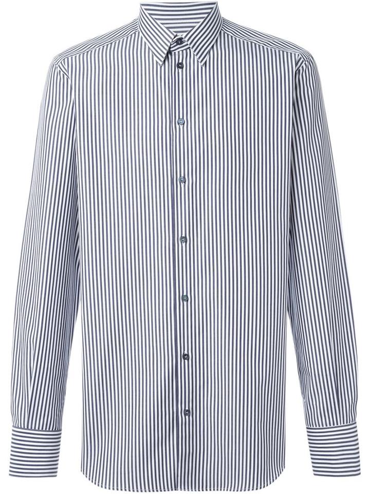 Dolce & Gabbana Striped Shirt, Men's, Size: 41, Blue, Cotton