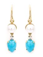 Irene Neuwirth Turquoise And Pearl Drop Earrings