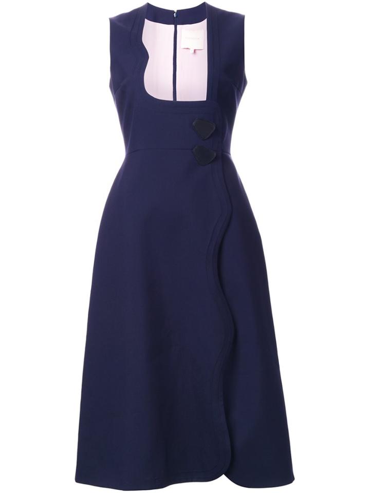 Roksanda Scalloped Fastening Dress - Blue