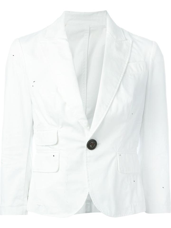 Dsquared2 Single Button Blazer, Women's, Size: 40, White, Cotton/polyamide/polyester