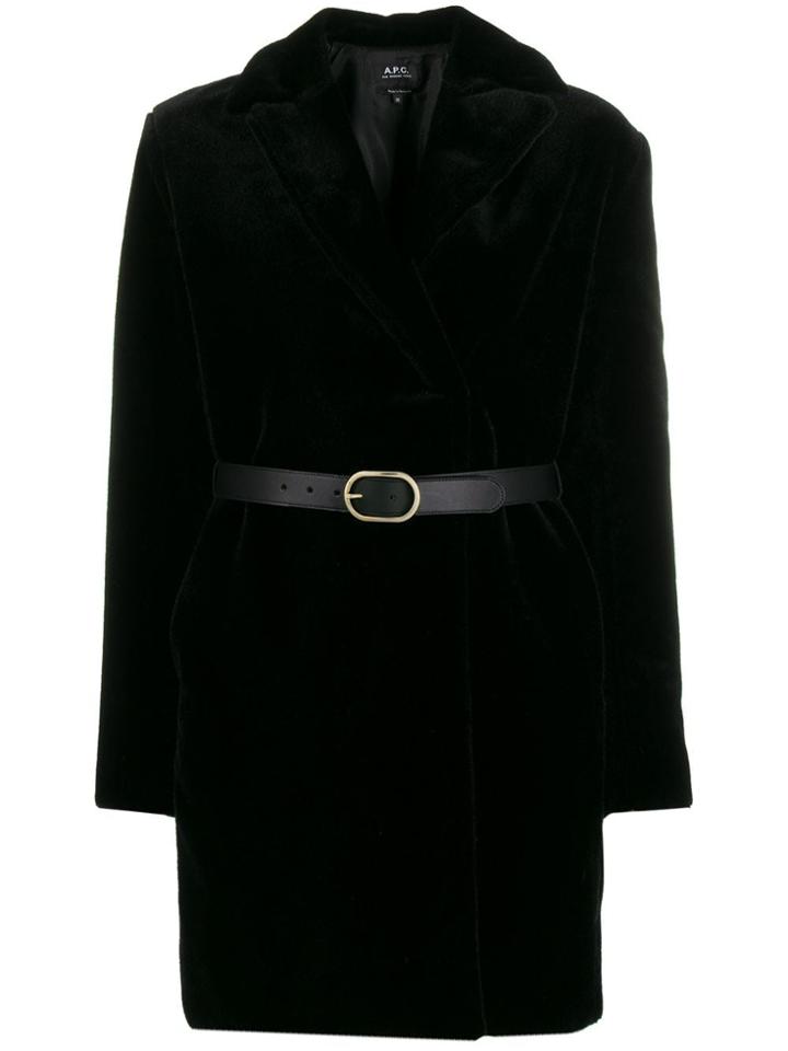 A.p.c. Luisa Faux-fur Belted Coat - Black