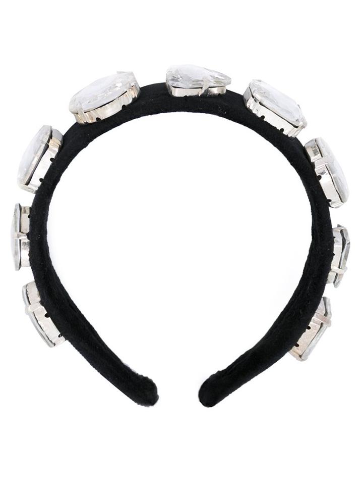 No21 Oversized Embellished Hair Band, Women's, Black, Glass/brass/metal/polyester