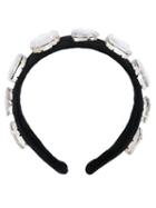 No21 Oversized Embellished Hair Band, Women's, Black, Glass/brass/metal/polyester