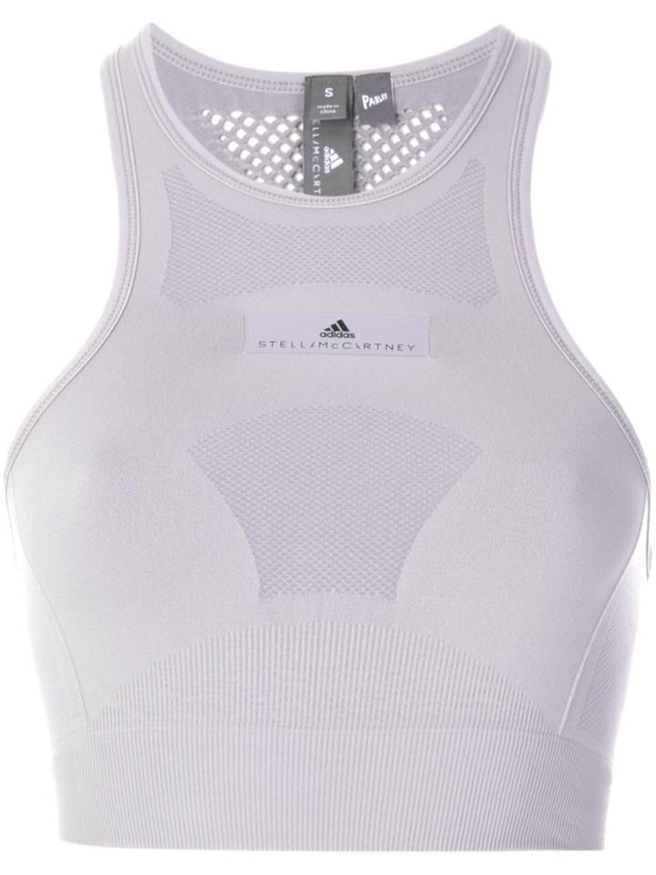 Adidas By Stella Mccartney Mesh Panel Crop Top - Grey