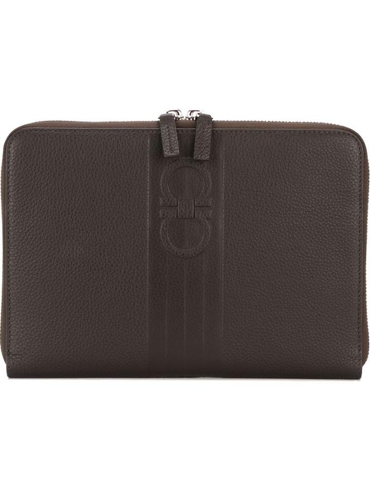 Salvatore Ferragamo Double Zip Clutch