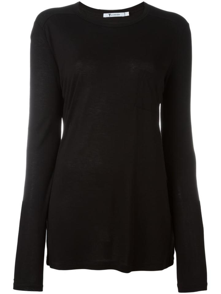 T By Alexander Wang Longsleeved T-shirt, Women's, Size: Medium, Black, Rayon