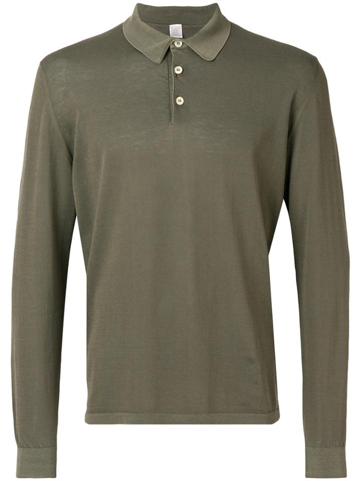 Eleventy Long Sleeve Polo Shirt - Green