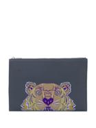 Kenzo Embroidered Tiger Clutch Bag - Grey