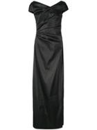 Talbot Runhof Ruched Shimmer Gown - Black