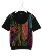 Diesel Kids - Layered Mesh T-shirt - Kids - Cotton/polyester - 7 Yrs, Black