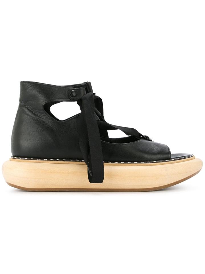 Loewe Wood Platform Sandals - Black