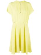 Mugler - Zip-neck Blouse - Women - Silk/viscose - 38, Yellow/orange, Silk/viscose