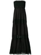 Charo Ruiz Floor Length Lace Paneled Dress - Black